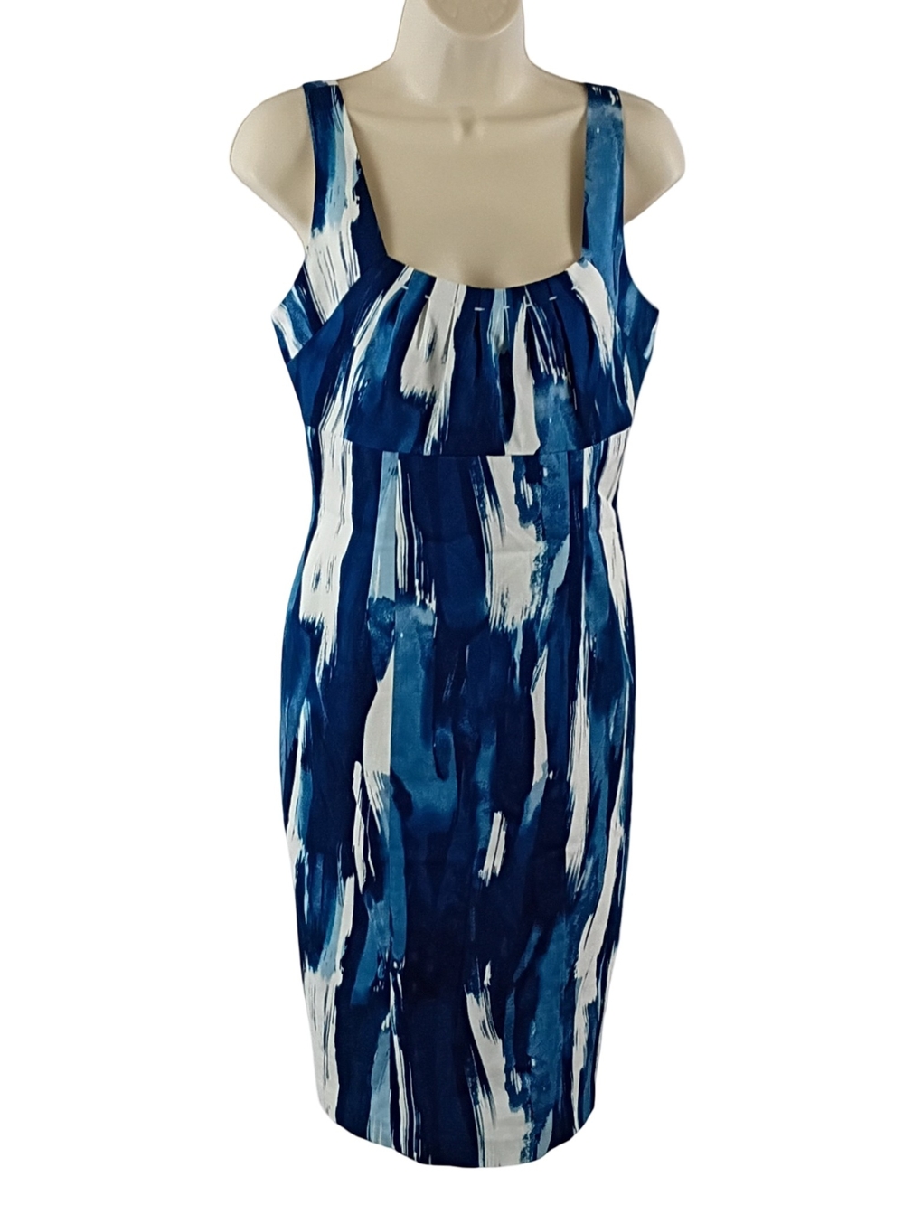 Calvin Klein Blue & White Brushstroke Midi Dress